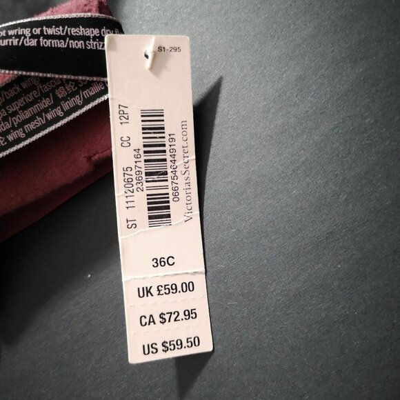NWT Victoria's Secret Burgundy Size 36C Underwire Bombshell Plunge Bra - Picture 10 of 10